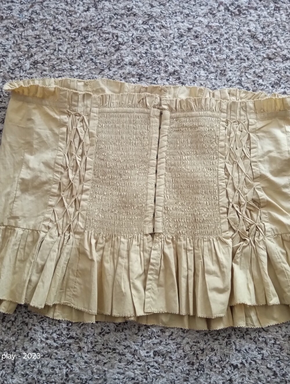 Anthropologie Strapless Hand-Smocked Corset Top Khaki Large - Picture 6 of 16